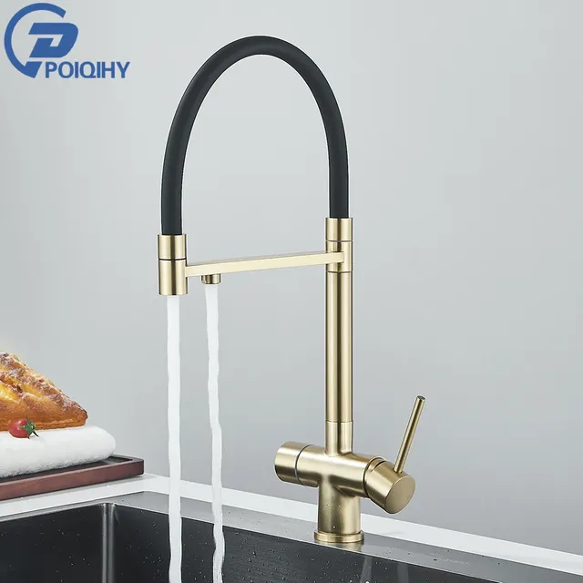 Robinet d'eau potable en or brossé pour touristes