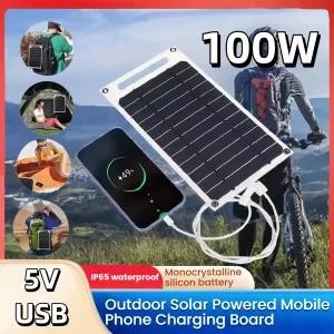 Panneau solaire d&rsquo;énergie solaire 5V 100W, avec chargeur USB de stabilisation en toute sécurité, panneau photovoltaïque pour téléphone, batterie externe, Camping en plein air, maison RV