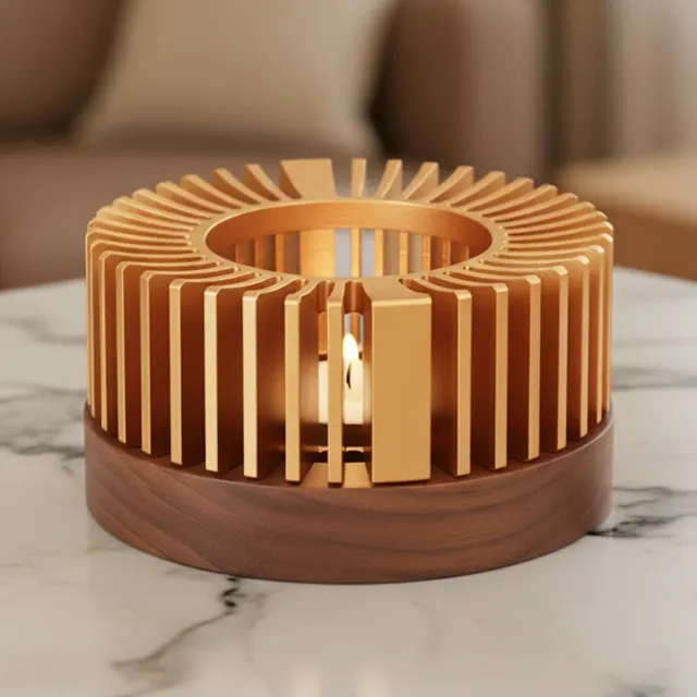 Chauffe théière porte bougie socle bois massif coiffe…