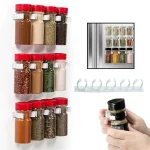 Support mural pour bouteilles d&rsquo;épices, 2 pièces, organisateur de rangement de cuisine adhésif avec Clip, crochets de porte d&rsquo;armoire sans perceuse pour support de pot