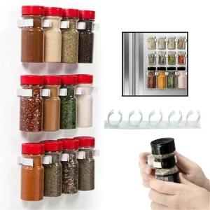 Support mural pour bouteilles d&rsquo;épices, 2 pièces, organisateur de rangement de cuisine adhésif avec Clip, crochets de porte d&rsquo;armoire sans perceuse pour support de pot