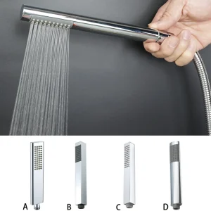 Pommeau de douche à main en laiton massif chromé argenté, douchette cylindrique, salle de bains, douche, pulvérisateur de remplacement, accessoire de robinet G1/2