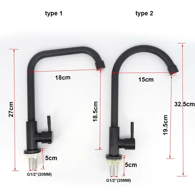 Robinet de cuisine en acier inoxydable noir G1/2 – vue 3