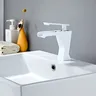 Stenoc robinet de lavabo cascade moderne en laiton blanc – vue 4