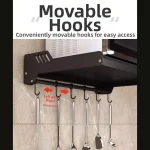 Étagère de cuisine murale pour four à micro-ondes, support avec crochets, support de rangement réglable en aluminium pour le rangement de la cuisine