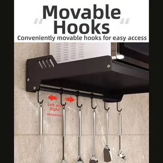 Etagere murale sousmeuble microondes support réglable aluminium noir…