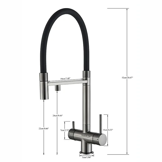 Robinet de cuisine filtré noir – vue 5