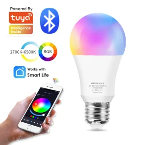 Ampoule Led intelligente Bluetooth E27, Tuya, rvb, Ampoule de lumières Led, 15W, 220V, 110V, intensité variable, fonction minuterie domestique, ampoule couleur Ampoule Led intelligente Bluetooth E27, Tuya, rvb, Ampoule de lumières Led, 15W, 220V, 110V, intensité variable, fonction minuterie domestique, ampoule couleur