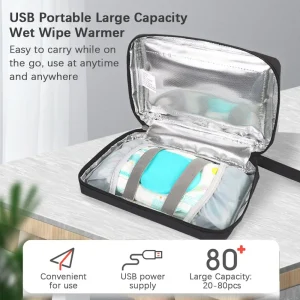 Chauffe-lingettes portable USB pour bébé, grande capacité, température réglable de 30 ℃ à 60 ℃ Chauffe-lingettes portable USB pour bébé, grande capacité, température réglable de 30 ℃ à 60 ℃