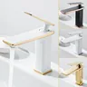 Robinet mitigeur de lavabo en laiton massif blanc-or… – vue 4