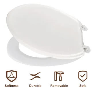 Siège toilette ovale allongé rembourré fermeture douce charnières…