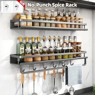 1/2 pièces sans poinçon porte-épices mural cuisine épices organisateur…