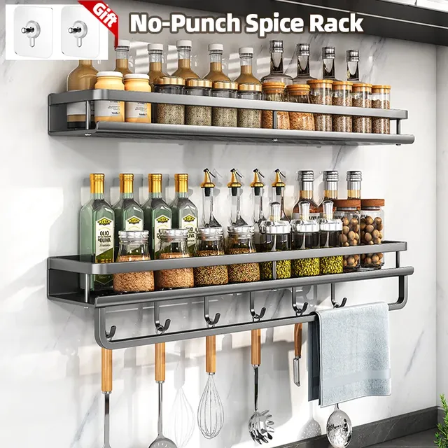 1/2 pièces sans poinçon porte-épices mural cuisine…
