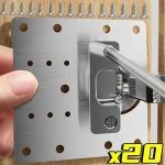 Kits de plaques de réparation de charnière d&rsquo;armoire, plaque de montage de charnière de porte en acier inoxydable avec trous pour meubles de placard de cuisine domestique 20/2 pièces