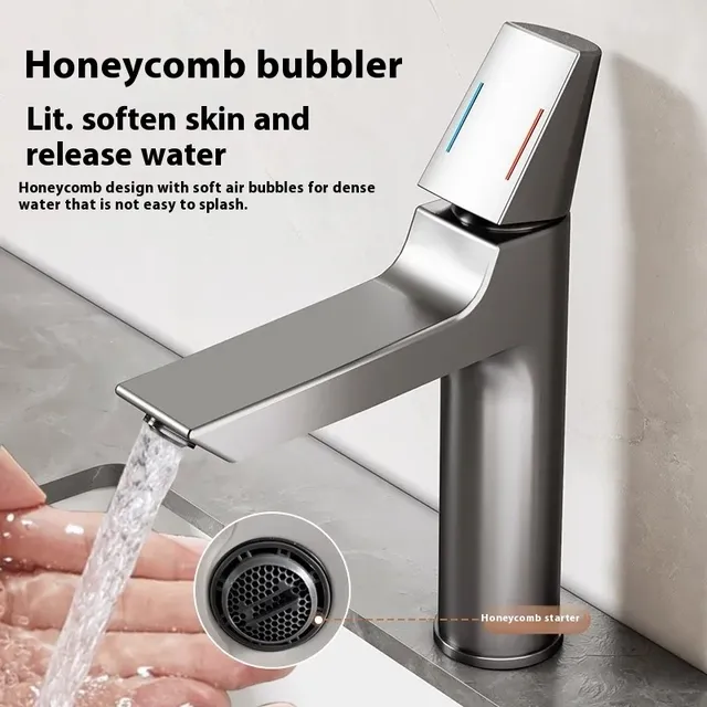Mitigeur lavabo monocommande contemporain acier… – vue 2