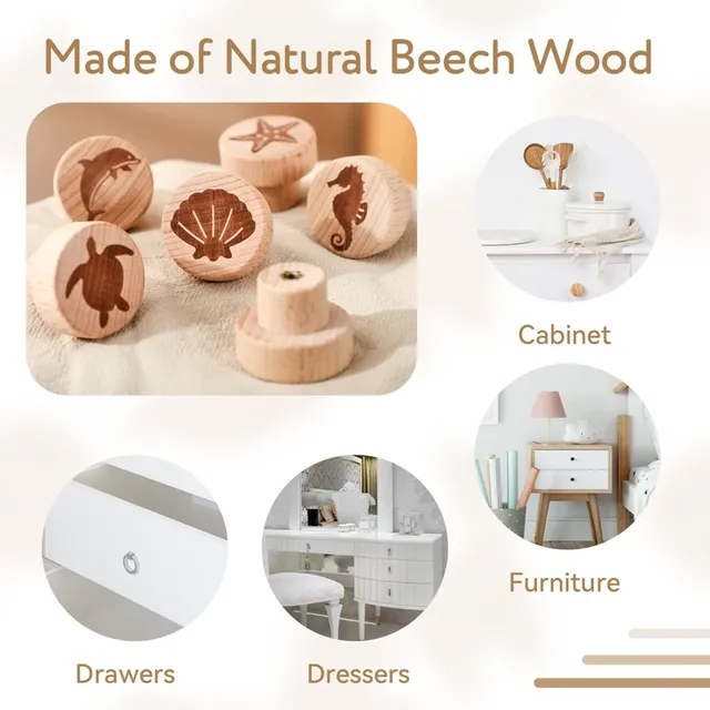 Boutons d'armoire en bois à porte ronde – vue 2