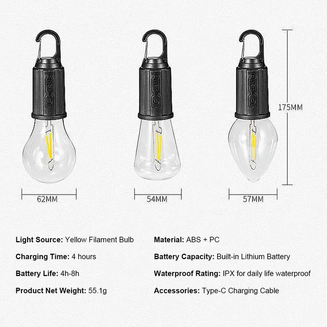 Ampoule USB dimmable avec crochet rechargeable LED USB… – vue 2