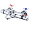 mitigeur thermostatique mural baignoire douche chromé poli double manette cylindrique inverseur central sortie filetée flexible cadran réglage température