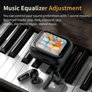 Bluetooth 5.4 casque plein écran tactile intelligent LCD dans l&rsquo;oreille sans fil écouteurs intra-auriculaires ENC micro longue batterie ANC Bluetooth écouteurs