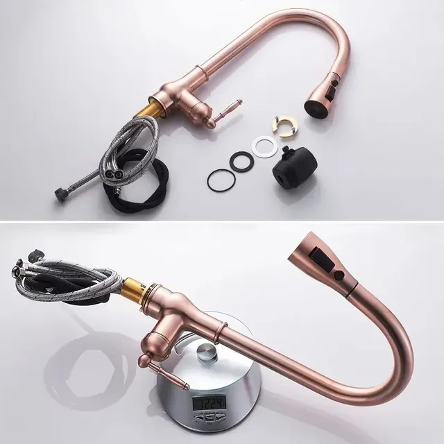 Mitigeur cuisine bronze antique laiton brossé bec haut… – vue 6