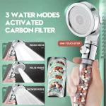 Pommeau de douche haute pression avec 3 Modes, pomme de douche à effet de pluie, économie d&rsquo;eau, filtre Tourmaline SPA, accessoires de salle de bains