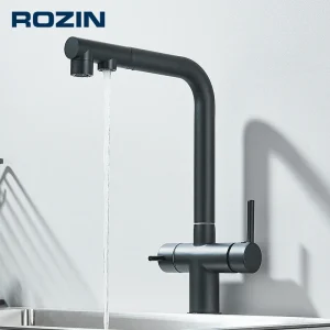 Rozin-Purificateur d&rsquo;Eau de Cuisine, Filtre Flexible F/05 et Grue en Laiton, Robinet d&rsquo;Eau Chaude et Froide, 2 en 1