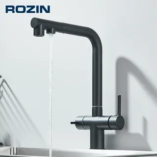 Rozin mitigeur cuisine noir mat bec haut pivotant design contemporain…