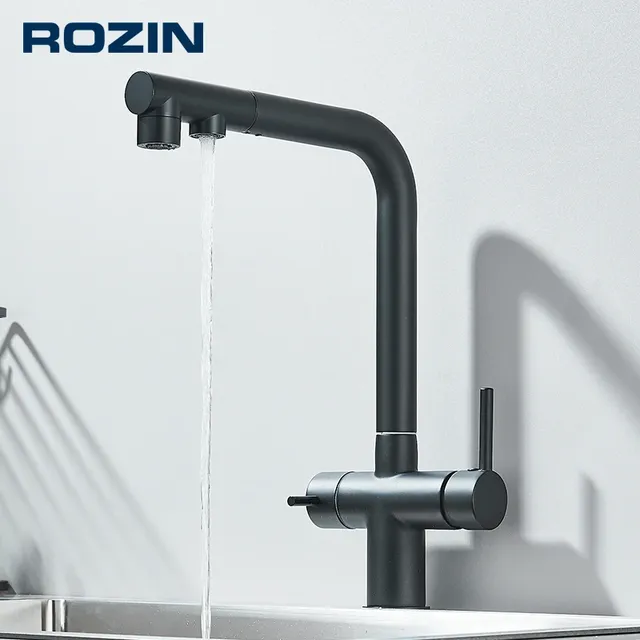 Rozin mitigeur cuisine noir mat bec haut pivotant design…