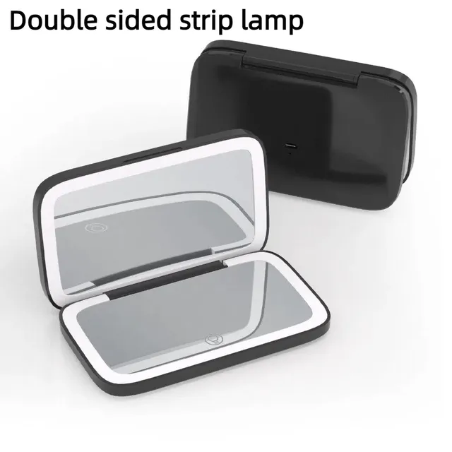 Miroir maquillage LED double face pliable portable rose… – vue 4