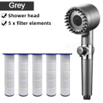 Pommeau de douche à main haute pression avec 4 Modes de pulvérisation, support de tuyau de remplacement pour Massage de pluie, filtres en coton, accessoire de salle de bains