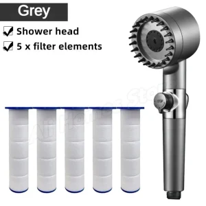 Pommeau de douche à main haute pression avec 4 Modes de pulvérisation, support de tuyau de remplacement pour Massage de pluie, filtres en coton, accessoire de salle de bains Pommeau de douche à main haute pression avec 4 Modes de pulvérisation, support de tuyau de remplacement pour Massage de pluie, filtres en coton, accessoire de salle de bains