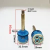 Cartouche déviation trois trous quart tours baignoire diviseur eau noyau céramique plastique bleu base blanche joint torique tige cannelée laiton