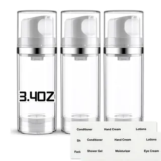 Paquet de 3 bouteilles à pompe sans air 3.4oz/1.7oz distributeur de…