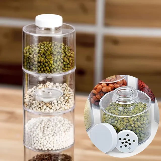 Pots épices empilables modulaires cylindriques acrylique… – vue 2