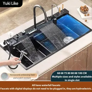 Évier de cuisine cascade en acier inoxydable