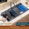 Évier de cuisine cascade en acier inoxydable – vue 1