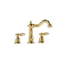 Robinet lavabo trois trous laiton doré poli mitigeur bec… – vue 7