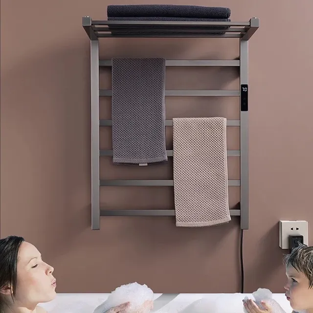 Sèche serviettes mural électrique échelle inox acier 304… – vue 5