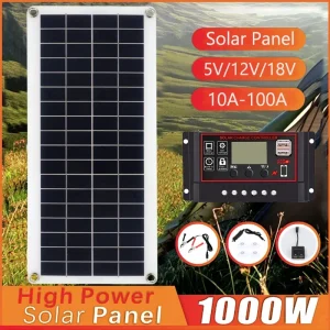 Panneau solaire étanche portable pour téléphone, cellule solaire de charge USB, plaque solaire pour MP3 PAD, camping en plein air, contrôleur 100A, 1000W, 12V Panneau solaire étanche portable pour téléphone, cellule solaire de charge USB, plaque solaire pour MP3 PAD, camping en plein air, contrôleur 100A, 1000W, 12V