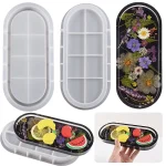 Moule ovale en résine – Plat à bijoux en cristal DIY, boîte de rangement de cire et moules en silicone artisanaux en gypse