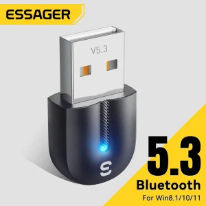 Essager USB Bluetooth 5.3 adaptateur Aux récepteur Audio émetteur pour PC haut-parleur ordinateur portable boîte de son souris sans fil transmetteur USB