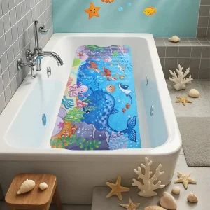 Tapis de baignoire Extra Long de dessin animé, 40x100cm, antidérapant, pour salle de bain, douche, avec ventouses et trous de vidange, 1 pièce