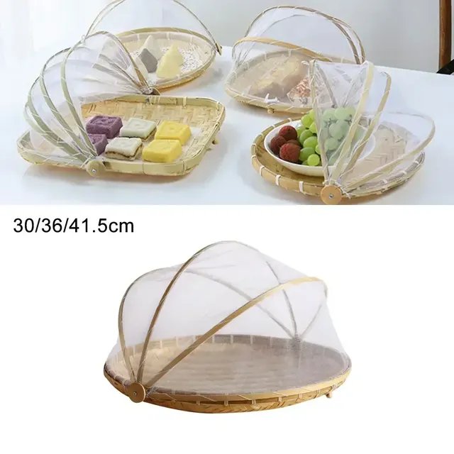 Panier bambou tressé pliable couvercle moustiquaire… – vue 5
