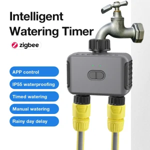 Minuterie d’eau de jardin à 2 sorties, Bluetooth Zigbee, Programmable, tuyau de robinet, contrôleur d’arrosage, minuterie d’irrigation intelligente, Support Alexa Minuterie d’eau de jardin à 2 sorties, Bluetooth Zigbee, Programmable, tuyau de robinet, contrôleur d’arrosage, minuterie d’irrigation intelligente, Support Alexa