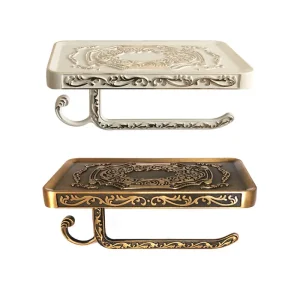 Porte-papier hygiénique blanc, support de rangement multifonctionnel pour salle de bain, porte-rouleau de papier sans poinçon, porte-papier Antique avec crochet