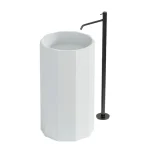 HORound-Lavabo sur pied, surface solide, pierre, Everakroom, évier de vanité autoportant, 2026