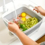Lavabo carré pour fruits et légumes, fourniture de produits de cuisine, évier pliant, panier de vidange, voyage, camping en plein air, lavabos portables