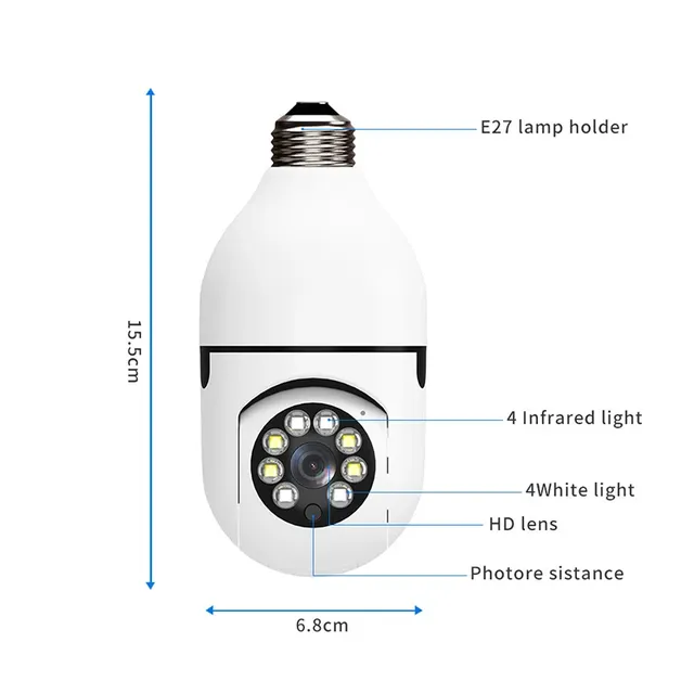 Caméra IP WiFi 4G E27 ampoule caméra 3MP sans fil bébé… – vue 2