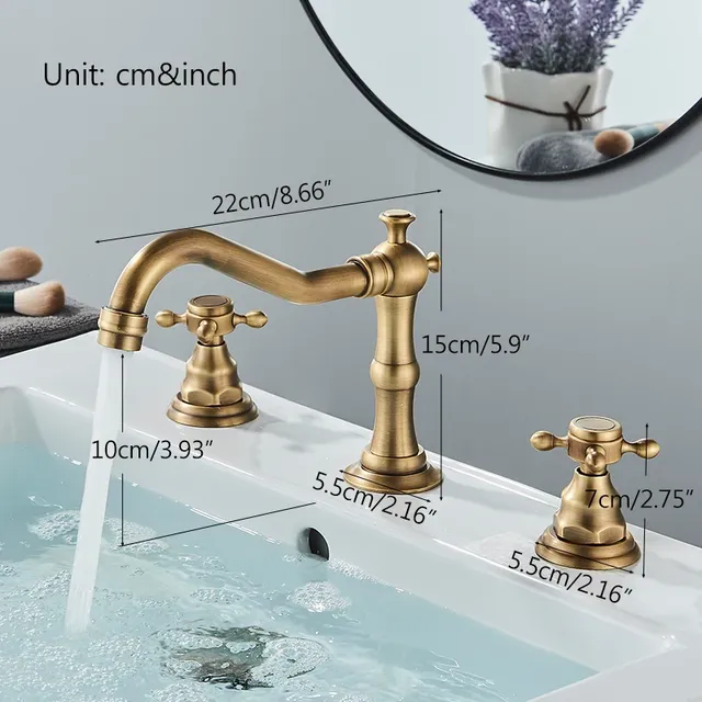 Robinet de salle de bains en laiton Antique – vue 3