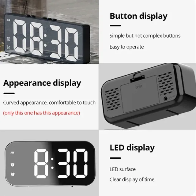LED miroir horloge de Table alarme numérique Snooze… – vue 5